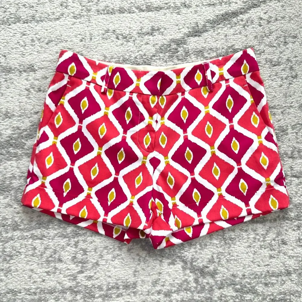 NWT Tory Burch Pink Diamond Print High Rise Flint Shorts Size 4